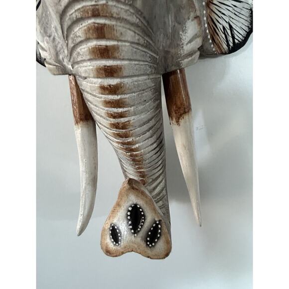 New Hand Carved Wooden Elephant Wall Hanging Costa Rica Jungle Animal Pura Vida - Picture 7 of 16